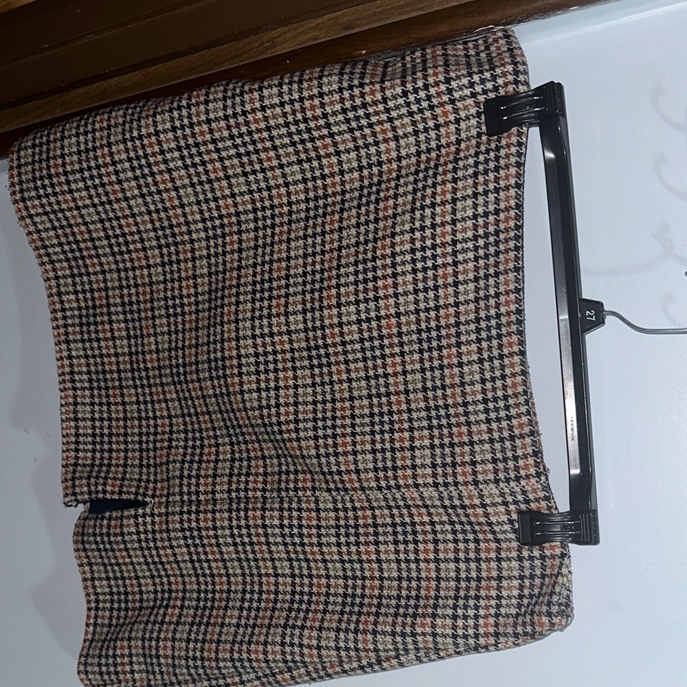 Old Navy Plaid Midi Skirt - Black, White, Brown, Orange